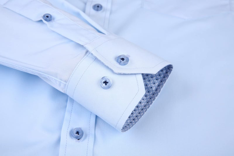 Alex Vando Mens Rayon Dress Shirts Wrinkle Free Regular Fit Stretch Button Down Shirt,Blue,S - Image 4